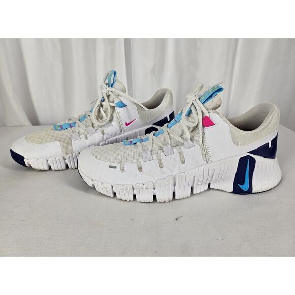 NIKE FREE METCON 5 WHITE AQUARIUS BLUE WORKOUT SHOES - WOMEN'S SIZE 11.5 - Picture 3 of 10